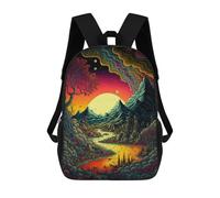 sinyumoney Zaini Per Bambini Enchanted Mushroom Forest Borsa Da Scuola Stampato 3D, Borsa Alla Moda Borsa Da Viaggio Per Scuola O Viaggi, Whimsical Sunset Landscape, 17"
