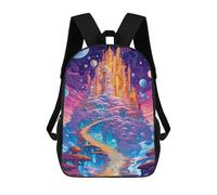 sinyumoney Zaini Per Bambini Enchanted Mushroom Forest Borsa Da Scuola Stampato 3D, Borsa Alla Moda Borsa Da Viaggio Per Scuola O Viaggi, Castello Fantastico Nello Spazio, 17"