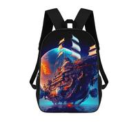 sinyumoney Zaini Per Bambini Fantasy Sailing Ship in Space -1 Zaino Scolastico Per Bambini Stampato in 3D Zaini Scolastici Alla Moda Per Bambini Studenti 17inch