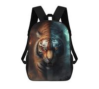 sinyumoney Zaini Per Bambini Fire And Ice Tiger Zaino Scolastico Per Bambini Stampato in 3D Zaini Scolastici Alla Moda Per Bambini Studenti 17inch