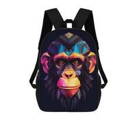 sinyumoney Zaini Per Bambini Geometric Style Chimpanzee Zaino Scolastico Zaino Per Bambini Borsa Scolastica Zaini Da Viaggio Borse Per Libri Zaino Stampato in 3D Per Bambini E Bambine 17inch