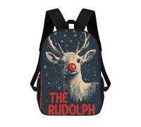 sinyumoney Zaini Per Bambini Halloween The Skeleton Borsa Da Scuola Stampato 3D Per Bambini Zaino Da Viaggio Alla Moda Per Studenti, Christmas Rudolph The Reindeer, 17"