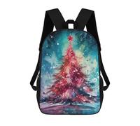 sinyumoney Zaini Per Bambini Halloween The Skeleton Borsa Da Scuola Stampato 3D Per Bambini Zaino Da Viaggio Alla Moda Per Studenti, Albero di Natale Watercolor, 17"