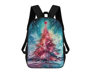 sinyumoney Zaini Per Bambini Halloween The Skeleton Borsa Da Scuola Stampato 3D Per Bambini Zaino Da Viaggio Alla Moda Per Studenti, Albero di Natale Watercolor, 17"
