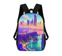 sinyumoney Zaini Per Bambini Neon Cityscape Future Vibrance Zaino Scolastico Per Bambini Stampato in 3D Zaini Scolastici Alla Moda Per Bambini Studenti 17inch