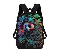 sinyumoney Zaini Per Bambini Neon Panda Soldier Artwork Zaino Scolastico Per Bambini Stampato in 3D Zaini Scolastici Alla Moda Per Bambini Studenti 17inch