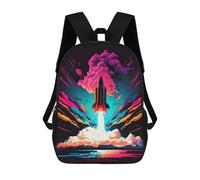 sinyumoney Zaini Per Bambini Paint The Silent Night Bag Zaino Scuola Ragazzo Borsa Da Viaggio Borsa Da Scuola Borsa Libri E Forniture Scuola Borse, Colorful Rocket, 17"