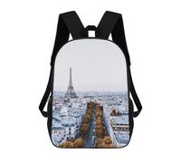 sinyumoney Zaini Per Bambini Paris Skyline with Eiffel Tower Zaino Scolastico Zaino Per Bambini Borsa Scolastica Zaini Da Viaggio Borse Per Libri Zaino Stampato in 3D Per Bambini E Bambine 17inch