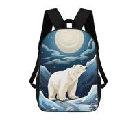sinyumoney Zaini Per Bambini Polar Bear Under Moonlight-1 Zaino Scolastico Zaino Per Bambini Borsa Scolastica Zaini Da Viaggio Borse Per Libri Zaino Stampato in 3D Per Bambini E Bambine 17inch