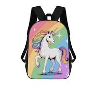 sinyumoney Zaini Per Bambini Rainbow Unicorn Cartoon Illustration Zaino Scolastico Per Bambini Stampato in 3D Zaini Scolastici Alla Moda Per Bambini Studenti 17inch