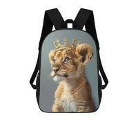sinyumoney Zaini Per Bambini Rolling Coastal Hill Borsa Da Scuola Stampato 3D Per Bambini Zaino Da Viaggio Alla Moda Per Studenti, Little Lion Pastel Crown, 17"