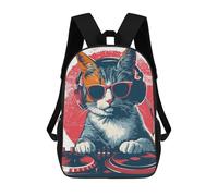 sinyumoney Zaini Per Bambini Rolling Coastal Hill Borsa Da Scuola Stampato 3D Per Bambini Zaino Da Viaggio Alla Moda Per Studenti, Cat Headphone Dj Music, 17"