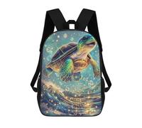 sinyumoney Zaini Per Bambini Sea Turtle in Starry Ocean Zaino Scolastico Per Bambini Stampato in 3D Zaini Scolastici Alla Moda Per Bambini Studenti 17inch