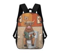 sinyumoney Zaini Per Bambini Skull N Rose Borsa Da Scuola Stampato 3D Per Bambini, Zaino Da Viaggio Alla Moda Per Studenti, Highland Cow On The Toilet, 17"