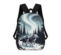 sinyumoney Zaini Per Bambini Skull N Rose Borsa Da Scuola Stampato 3D Per Bambini, Zaino Da Viaggio Alla Moda Per Studenti, Wolves Winter Forest Landscape, 17"