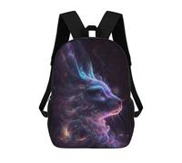 sinyumoney Zaini Per Bambini Smiling Cat with Coffee Borsa Da Scuola Stampato 3D Per Bambini Zaino Da Viaggio Alla Moda Per Studenti, Galaxy Rabbit Animal, 17"