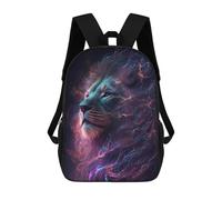sinyumoney Zaini Per Bambini Smiling Cat with Coffee Borsa Da Scuola Stampato 3D Per Bambini Zaino Da Viaggio Alla Moda Per Studenti, Galaxy Leone Animal, 17"