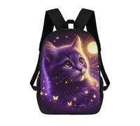 sinyumoney Zaini Per Bambini Smiling Cat with Coffee Borsa Da Scuola Stampato 3D Per Bambini Zaino Da Viaggio Alla Moda Per Studenti, Viola Cat With Butterflies, 17"