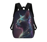sinyumoney Zaini Per Bambini Smiling Cat with Coffee Borsa Da Scuola Stampato 3D Per Bambini Zaino Da Viaggio Alla Moda Per Studenti, Galaxy Siam Cat, 17"