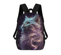 sinyumoney Zaini Per Bambini Smiling Cat with Coffee Borsa Da Scuola Stampato 3D Per Bambini Zaino Da Viaggio Alla Moda Per Studenti, Galaxy Kitten White Cat, 17"
