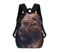 sinyumoney Zaini Per Bambini Smiling Cat with Coffee Borsa Da Scuola Stampato 3D Per Bambini Zaino Da Viaggio Alla Moda Per Studenti, Galaxy Gold Tiger Animal, 17"