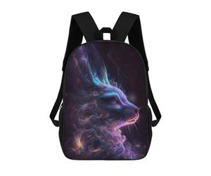 sinyumoney Zaini Per Bambini Smiling Cat with Coffee Borsa Da Scuola Stampato 3D Per Bambini Zaino Da Viaggio Alla Moda Per Studenti, Galaxy Rabbit Animal, 17"