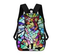 sinyumoney Zaini Per Bambini Stained Glass Lion Artwork Zaino Scolastico Per Bambini Stampato in 3D Zaini Scolastici Alla Moda Per Bambini Studenti 17inch