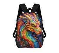 sinyumoney Zaini per Bambini Stampati 3D Colorful Dragon Artwork-22 Cartella Per Ragazzi E Ragazze Con Grandi Tasche Per La Scuola, Colorful Dragon Artwork-22, 17"