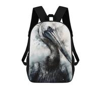 sinyumoney Zaini per bambini stampati 3D Hippo Majesty Watercolor Zaini per la scuola per ragazzi e ragazze, zaini da viaggio, borse per libri per scuola e viaggi, Pelican Beauty Watercolor, 17"