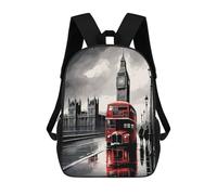 sinyumoney Zaini Per Bambini Stampati 3D INCREDIBILE PLATE WHITE Borse Da Scuola Per Bambini Ragazzi E Ragazze, Borse Da Viaggio, Borse Per Libri Per Scuola O Viaggi, Street Art London, 17"