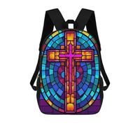 sinyumoney Zaini Per Bambini Stampati 3D Jesus Walking on Water Borse Da Scuola Per Bambini Ragazzi E Ragazze, Borse Da Viaggio, Borse Per Libri Per Scuola O Viaggi, Gesù Cristo Cross Glass, 17"