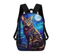 sinyumoney Zaini Per Bambini Stampati in 3D 17inch Bengal Cat Stained Blue Zaini Scolastici Per Bambini, Zaini Da Viaggio, Borse Per Libri Alla Moda, Zaini Di Grande Capacità