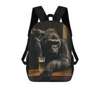sinyumoney Zaini Per Bambini Stampati in 3D 17inch Drinking Gorilla Borse Per Libri Ragazzo Ragazza Borsa Scolastica Per Bambini Zaino Scolastico Con Grandi Tasche Per Bambini Scuola