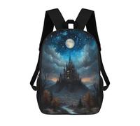 sinyumoney Zaini Per Bambini Stampati in 3D 17inch Fantasy Castle Under Moonlight Borse Per Libri Ragazzo Ragazza Borsa Scolastica Per Bambini Zaino Scolastico Con Grandi Tasche Per Bambini Scuola