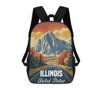 sinyumoney Zaini Per Bambini Stampati in 3D 17inch Illinois Mountain Road Borse Per Libri Ragazzo Ragazza Borsa Scolastica Per Bambini Zaino Scolastico Con Grandi Tasche Per Bambini Scuola
