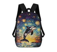 sinyumoney Zaini Per Bambini Stampati in 3D 17inch Orca Under Starry Sky Borse Per Libri Ragazzo Ragazza Borsa Scolastica Per Bambini Zaino Scolastico Con Grandi Tasche Per Bambini Scuola