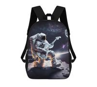 sinyumoney Zaini Per Bambini Stampati in 3D Astronaut Playing Guitar on The Moon Zaino Scolastico Carino Per Bambini Zaino Casual Da Esterno Per Ragazzi Studenti Delle Scuole Medie 17inch
