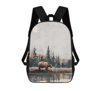 sinyumoney Zaini Per Bambini Stampati in 3D Bear by The Lake Zaini Scolastici Per Bambini E Bambine, Zaini Da Viaggio, Borse Per Libri Per La Scuola O I Viaggi 17inch