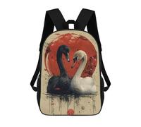 sinyumoney Zaini Per Bambini Stampati in 3D Black And White Swan Borse Per Libri Ragazzo Ragazza Zaino Scolastico Per Bambini Con Grandi Tasche Per Bambini Scuola 17inch