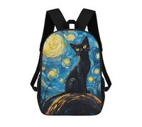 sinyumoney Zaini Per Bambini Stampati in 3D Black Cat Starry Night Sky Zaini Casual Alla Moda Per Tutti I Giorni Borse Da Viaggio Carine Zaini Casual Per Esterni Per Ragazzi E Ragazze 17inch