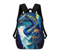 sinyumoney Zaini Per Bambini Stampati in 3D Blue Dragon in Mountainscape Borse Per Libri Ragazzo Ragazza Zaino Scolastico Per Bambini Con Grandi Tasche Per Bambini Scuola 17inch