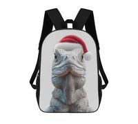 sinyumoney Zaini Per Bambini Stampati in 3D Christmas Iguana in Santa Hat Zaini Scolastici Per Bambini E Bambine, Zaini Da Viaggio, Borse Per Libri Per La Scuola O I Viaggi 17inch