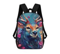 sinyumoney Zaini Per Bambini Stampati in 3D Colorful Deer Portrait-12 Zaini Scolastici Per Bambini E Bambine, Zaini Da Viaggio, Borse Per Libri Per La Scuola O I Viaggi 17inch