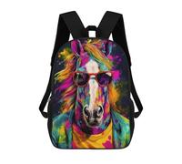 sinyumoney Zaini Per Bambini Stampati in 3D Colorful Horse Portrait Borse Per Libri Ragazzo Ragazza Zaino Scolastico Per Bambini Con Grandi Tasche Per Bambini Scuola 17inch