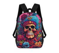 sinyumoney Zaini Per Bambini Stampati in 3D Colorful Skull Fantasy Art Borse Per Libri Ragazzo Ragazza Zaino Scolastico Per Bambini Con Grandi Tasche Per Bambini Scuola 17inch