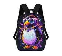 sinyumoney Zaini Per Bambini Stampati in 3D Cool Penguin in Sunglasses Borse Per Libri Ragazzo Ragazza Zaino Scolastico Per Bambini Con Grandi Tasche Per Bambini Scuola 17inch
