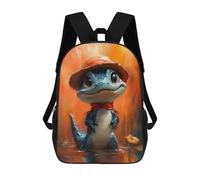 sinyumoney Zaini Per Bambini Stampati in 3D Cute Alligator with A Hat Borse Per Libri Ragazzo Ragazza Zaino Scolastico Per Bambini Con Grandi Tasche Per Bambini Scuola 17inch