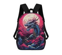 sinyumoney Zaini Per Bambini Stampati in 3D Dragon Moon Fantasy Borse Per Libri Ragazzo Ragazza Zaino Scolastico Per Bambini Con Grandi Tasche Per Bambini Scuola 17inch