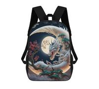 sinyumoney Zaini Per Bambini Stampati in 3D Dragon Moonlit Serenity Zaini Scolastici Per Bambini E Bambine, Zaini Da Viaggio, Borse Per Libri Per La Scuola O I Viaggi 17inch