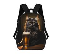sinyumoney Zaini Per Bambini Stampati in 3D Drinking Buddy Black Cat Zaino Scolastico Carino Per Bambini Zaino Casual Da Esterno Per Ragazzi Studenti Delle Scuole Medie 17inch